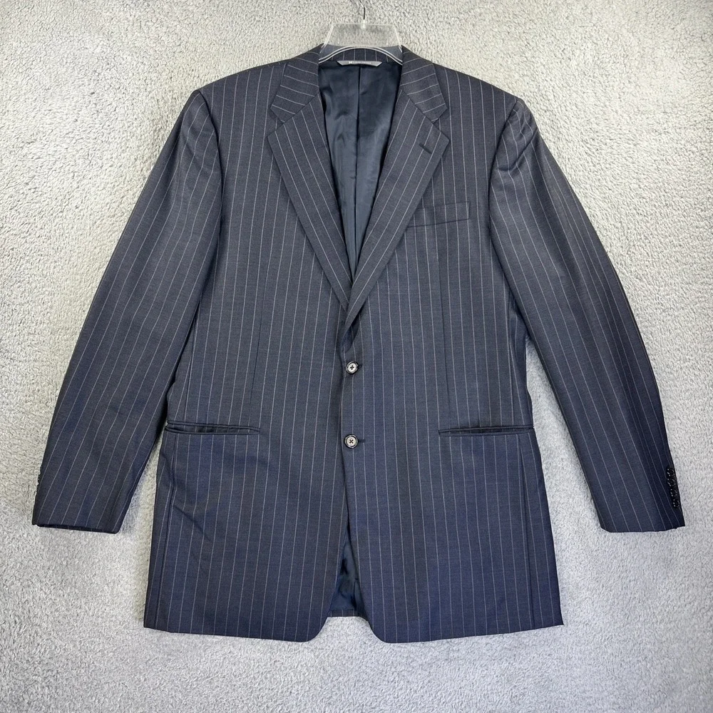 Loro Piana Hickey Freeman Blazer Mens 43 Long Navy Pinstripe Tasmanian 130s Coat
